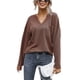 thumbnail image 1 of Blusa Manga Larga Cuello En V Color Puro Bolsillo Cómodo Top De Moda Para Mujer, 1 of 8