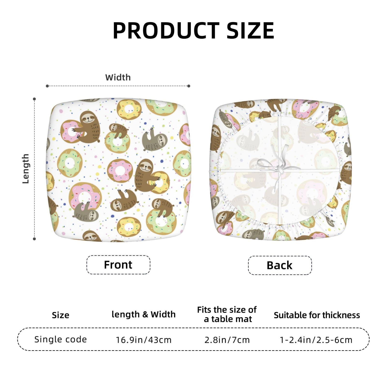 Vsdgher Donut Sloth Couch Cushion Covers, Non-Slip Sofa Seat Cushion Slipcovers, Soft Couch Covers（Don't include seat cushion）Four Pieces