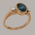 thumbnail image 2 of LBG British Made 9k Rose Gold Genuine Natural London Blue Topaz & Diamond Womens Statement Ring - 33 size options - Size 5.5, 2 of 6