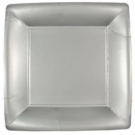 EcoQuality 10 inch Metallic Silver Premium Paper Plate Square Dinnerware – Heavy-Duty Disposable Party Plates for Birthdays, BBQs, Picnics & Events – for Catering, Weddings, and Holiday (576)