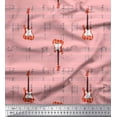thumbnail image 1 of Soimoi Pink Modal Satin Fabric Notes & Guitar Musical Instrument Decor Fabric Printed Yard 42 Inch Wide, 1 of 5