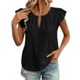 thumbnail image 2 of Zunfeo Summer Tops for Women 2025 Casual Cozy Boho Tops Short Sleeve Ruffles Eyelet Tops Black S, 2 of 9