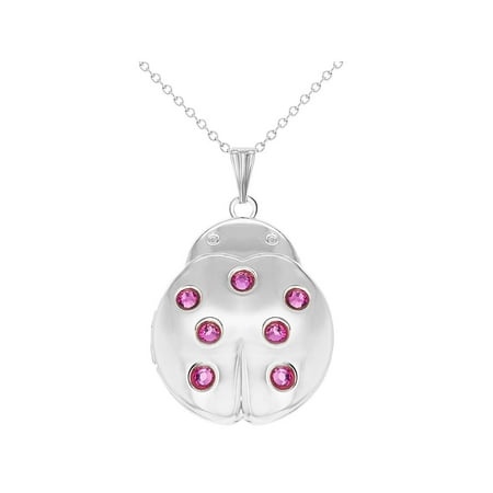 - In Season Jewelry Silver Tone Ladybug Locket Pink Crystals Teens Girls Kids Necklace Pendant 16