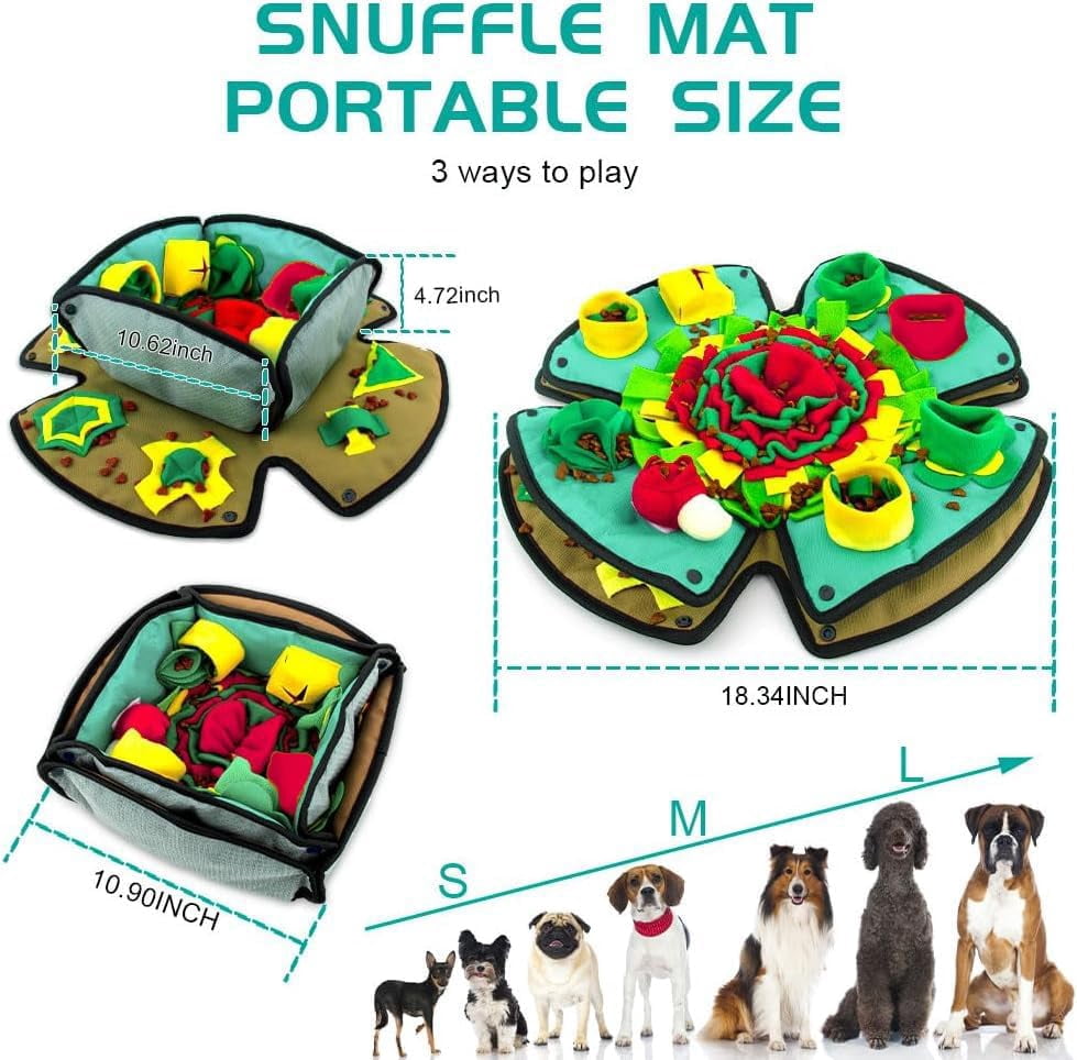 Snuffle Mat for Dogs,19" x 19" Interactive Dog Puzzle Toys Encourages Natural Foraging Skills,Durable Dog Feeding Mat for Boredom and Mental Stimulation for Large, Medium and Small Dogs