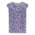 thumbnail image 5 of Womens Tops Plus Size Sleeveless Round Neck Floral Printed Casual Tank Top Purple XL, 5 of 5