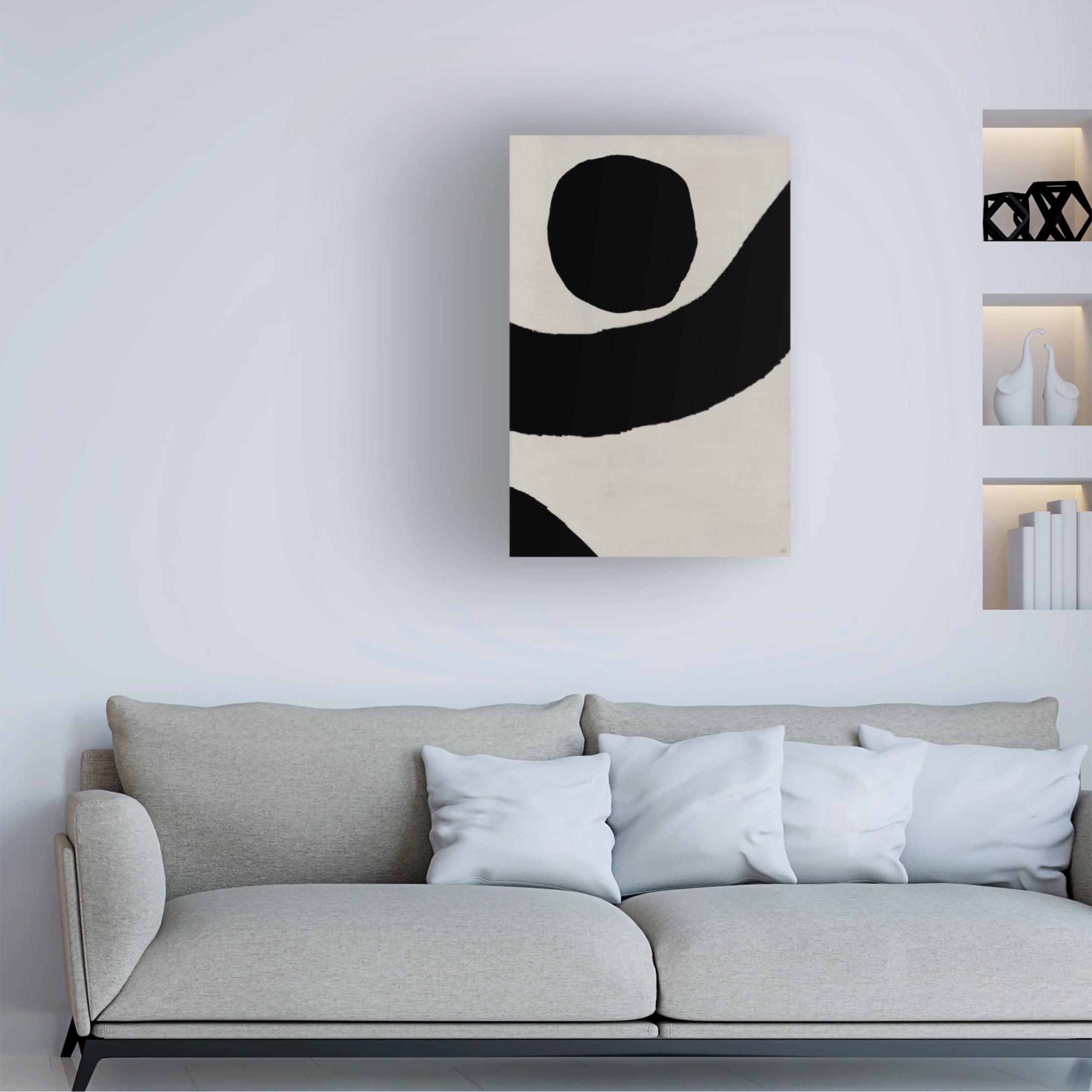 Canvas Wall Art - Line and Brush 'Circle and Arcs 1' Wall Art for Living Room, Bedroom, or Office Décor by Trademark Fine Art - 30 x 47 Inches