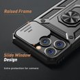 thumbnail image 4 of Case for iPhone 13 Pro Case with Slide Camera Cover & Kickstand, Heavy Duty Military Grade Protection Phone Case, Built-in 360° Rotate Ring Stand, Shockproof Full Body Rugged Case (Black), 4 of 13