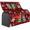 thumbnail image 6 of Christmas Tree Mailbox Cover - Magnetic Red Black Buffalo Plaid - Large Winter Snowflakes - Oversized 25.5 x 21 - Happy New Year Post Letter Box Wrap, 6 of 6