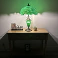 thumbnail image 2 of Tiffany Table Lamp Green Leaves Stained Glass Shade And Base LED Bulbs Included for Living Room Bedroom Bedside 16"W*16"D*24"H, 2 of 6