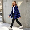 thumbnail image 5 of Tiijoy Girls Plaid Hooded Wool Blend Shacket Button-Down Shirt Jacket, Blue, Sizes 4-13, 5 of 5