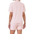 thumbnail image 3 of INSPIRE CHIC Women's Solid Pajama Sets Short Sleeves Cute Soft Comfy Highly Elastic Button Up Tops and Shorts 2 Pcs L Pink, 3 of 6