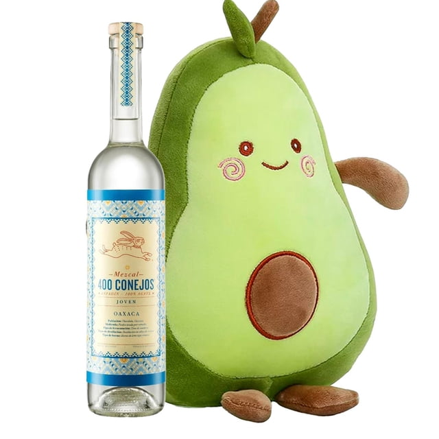Mezcal 400 Conejos Joven 750 ml + Peluche Aguacate