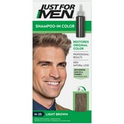 Just for Men Original Formula, Easy and Fast Shampoo-In Men's Hair Color, Light Brown, Shade H-25
