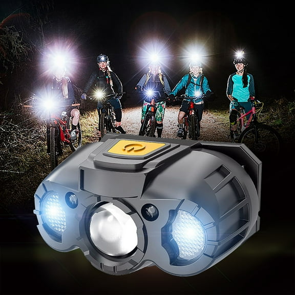 LED Multifunctional Charging Hand Induction Headlights Outdoor Strong Light Running Lights Camping Patrol Headlights Home Garden Outdoor Decorations