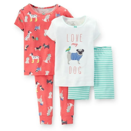 

Carters Baby Clothing Outfit Girls 4-Piece Snug Fit Cotton PJs Love My Dog Pink