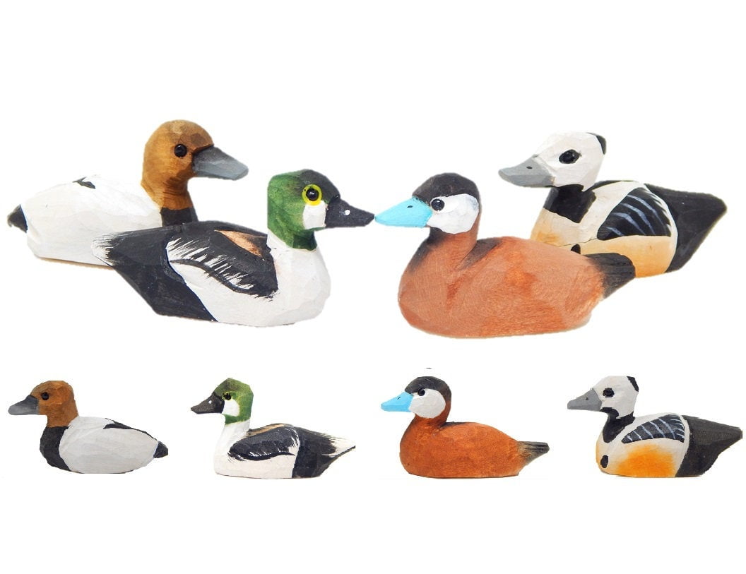 Assorted HandPainted Miniature Wooden Duck Decoy Carved Bird Ornament