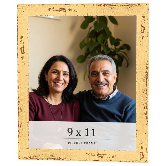 9x11 Frame Yellow Real Wood Picture Frame Width 1.25 inches | Interior Frame Depth 0.5 inches |