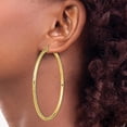 thumbnail image 3 of 14k Yellow Gold Lightweight 3mm Diamond-cut Hoop Earrings - 71.8mm, 3 of 6