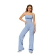 thumbnail image 3 of IDOPIP Womens Workout Sets 2 Piece Spaghetti Straps Square Neck Crop Top Straight Butt-lifting Leg Yoga Pants Pilates Outfits, 3 of 6
