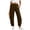 Brown Pants, variant on Women's Barrel Pants Half Elastic Waist Cropped Pant Summer Faux Cotton Linen Casual Pants with Pockets Khaki S
