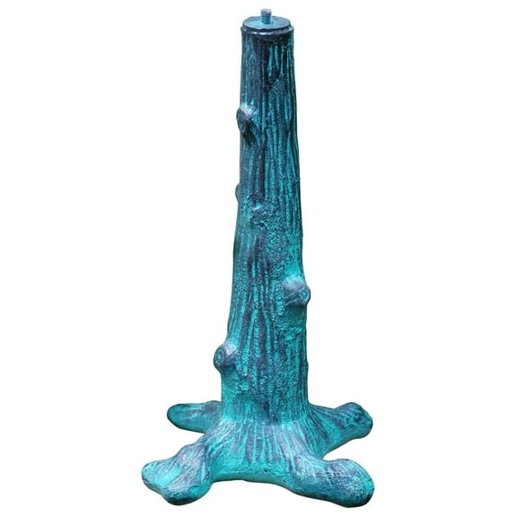 B65 Tree Trunk Sundial Pedestal Base, Cast Iron with Painted Finish, 16-Inch Height