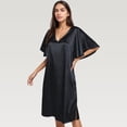 thumbnail image 2 of Women's Satin Midi Dress with V-Neckline and Flutter Sleeves for a Relaxed Elegant Fit - Large, Black, 2 of 7