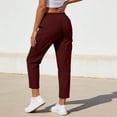 thumbnail image 5 of Besolor Womens Cargo Pants Drawstring High Waist Casual Loose Workout Hiking Straight Leg Cropped Pant with Multi Pockets(Large,Wine), 5 of 6