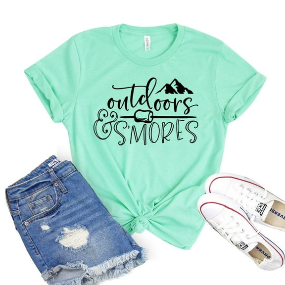 Outdoors & Smores T-shirt Camping Shirt Toasting Shirts Women's Vacation Tshirt Campfire Tee Hiking Gift