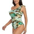 thumbnail image 3 of Picia Colorful Hawaii Palms Pattern Women's One Piece Swimsuits,One Shoulder Swimwear Asymmetric ,Ruffle Monokinis Bathing Suits,High Waisted Flattering Bathing Suits-XX-Large, 3 of 8