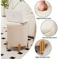 thumbnail image 6 of PRZL Round Ottoman Foot Stool with Storage and Metal Legs for Living Room Bedroom, Velvet Upholstered Footrest Stool Support 300lbs Modern Padded Seat Ottoman Coffee Table (Beige), 6 of 7