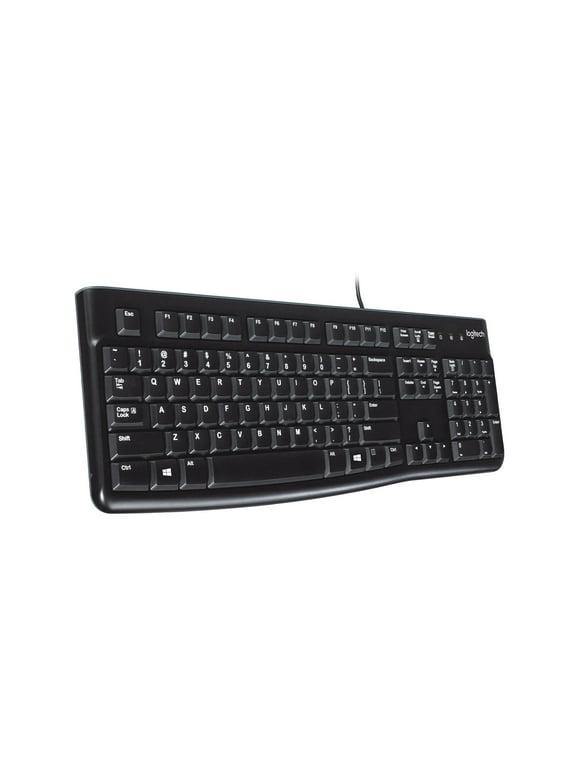 Logitech K120 Wired Keyboard for Windows, USB Plug-and-Play, Full-Size, Spill-Resistant, Curved Space Bar, Compatible with PC, Laptop, Black