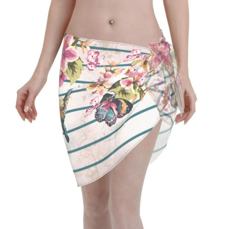 Ocsxa Bird And Floral Print Sarong Coverups For Women Bathing Suit Wrap Swimsuit Skirt Beach Bikini Cover Up Swimwear