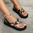 thumbnail image 2 of IWRICH Platform Sandals for Women Summer Casual Bohemian Sandals Beach Vacations Open Toe Sandals with Elastic Ankle Straps Black 8, 2 of 8