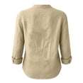 thumbnail image 4 of Women V Neck Button Down Blouse, Roll-Up Long Sleeve Linen Tops Daily Casual Dressy Shirt, 4 of 7