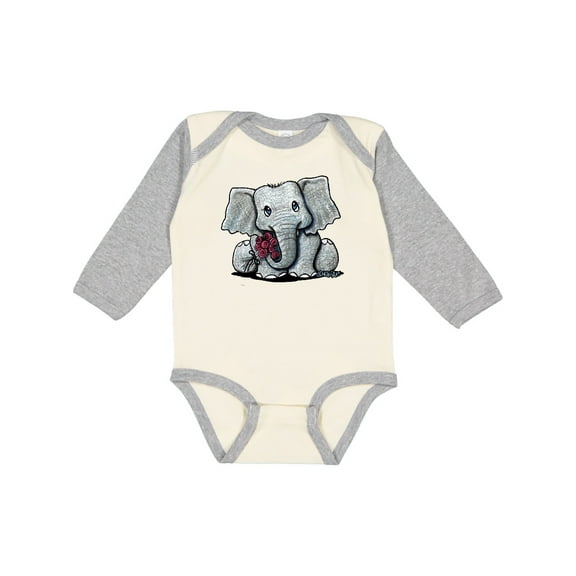 Inktastic KiniArt Elephant Boys or Girls Long Sleeve Baby Bodysuit