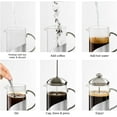 thumbnail image 6 of OVENTE French Press Coffee Maker 12 Ounce, 4 Level Stainless Steel Filter System & Heat Resistant Borosilicate Glass, Scoop included, Silver FSL12S, 6 of 10