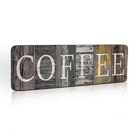 Rustic Coffee Sign Farmhouse Kitchen Decor Sign Printed Wall Hanging Coffee Bar Plaque for Home Office Coffee Decor Vintage Wood Grain Coffee Station Signs by 16x5 inches
