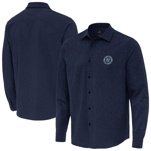Men's-Antigua  Navy New York City FC Exposure Woven Long Sleeve Button-Up Shirt