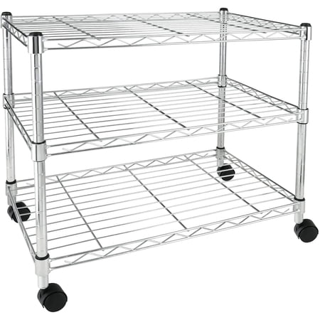 COOKCOK 3-Tier Wire Shelving,24"D x 12"W x 22"H Storage Shelves with Wheels,Metal Shelf,Garage Shelf for Storage