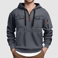 thumbnail image 2 of TOWED22 Hoodies For Men Quater Zip Up Pullover Sweatshirt Casual Workout Mens Hoodies with Pockets(Dark Gray,XXL), 2 of 5