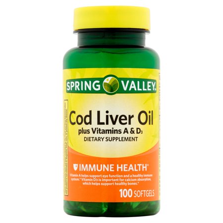 Spring Valley Cod Liver Oil Softgels, 415 mg, 100 Ct