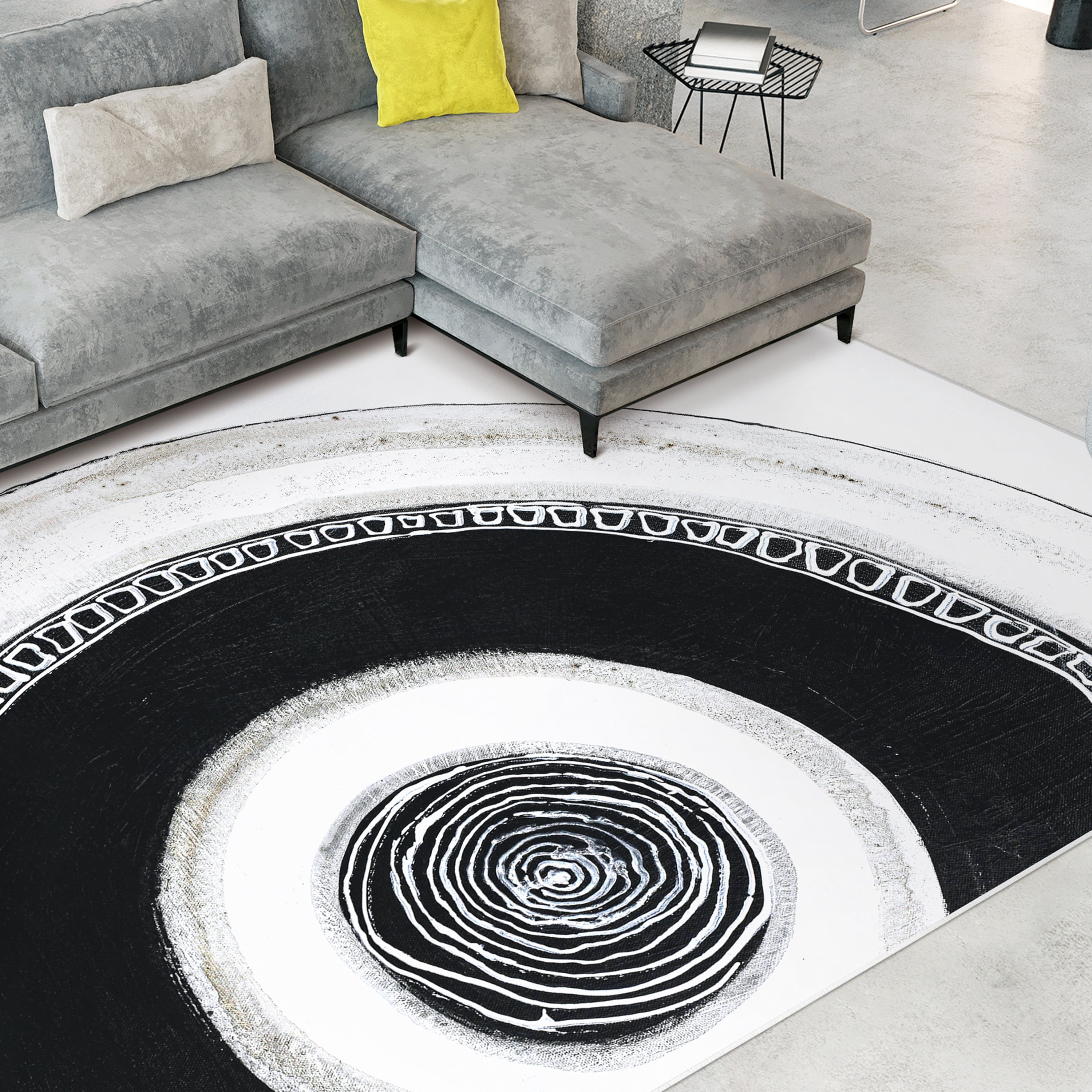 Circuli II Washable Circles Art Area Rug size 8'x10', Power-loomed, Heavenly Softness with Non-Slipping Backing