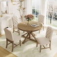 thumbnail image 7 of Williamspace 5 Piece Dining Table Set, 54" to 42" Expandable Kitchen Table with 4 Upholstered Chairs for Dining Room Kitchen Living Room Apartment, Retro Extendable Table Set, Oak, 7 of 7