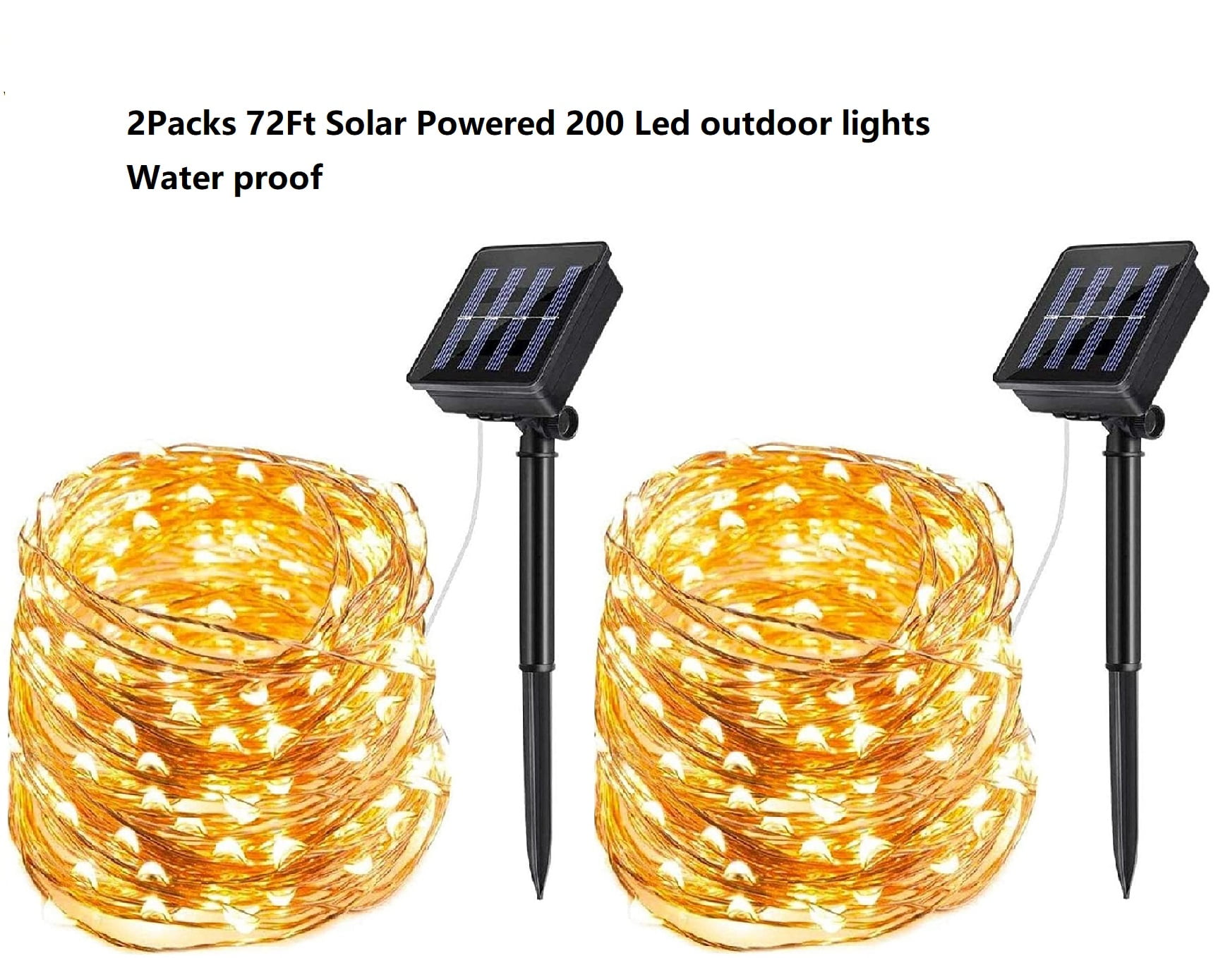 Multi 2 Packs 200 LED 8 Modes Solar Christmas String Lights Outdoor Waterproof 