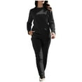thumbnail image 3 of Kcodviy Femmes Automne et Hiver Confortable Décontracté Couleur Unie Col Rond Manches Longues Plus Molleton Chandail de Base Mi-Long Taille Élastique Pantalon Épaissi Coupe Ajustée Ensemble Chaud, 3 of 9