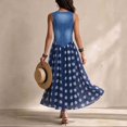 thumbnail image 5 of Lopecy-Sta Womens Dresses Sleeveless V Neck Button Front Polka Dot A Line Midi Dress Flowy Chiffon Hem Summer Holiday Outdoor Casual Dress, 5 of 7