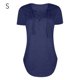 thumbnail image 1 of Camiseta de mujer con cuello en V y cordones, manga corta, blusa suelta causal, azul, S Inevent AP001631-11, 1 of 7