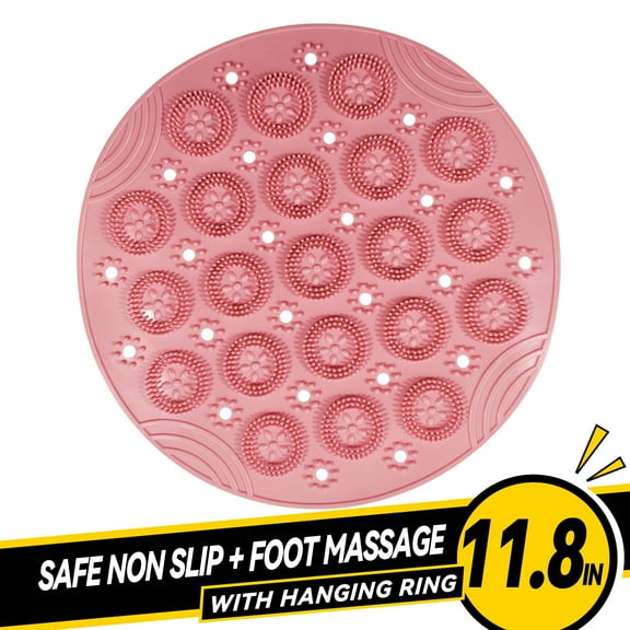 AYktou Bath Mat Round Non Slip Anti Mold Shower Mat 11.8"x11.8" PVC Bathroom Mat with Drain Hole Suction Cups for Shower Stall Bathroom Floor