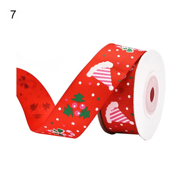 Flmtop 1 Roll Christmas Theme Wrapping Ribbon Snowflake Pattern Polyester Wedding Gift Christmas Ribbon Party Decor