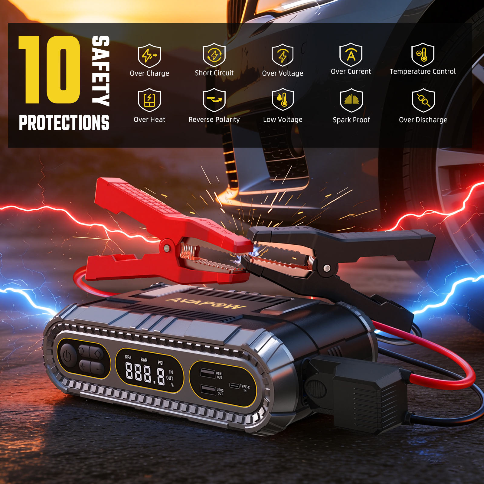 AVAPOW 2000A Jump Starter with 150 PSI Air Compressor photo 2